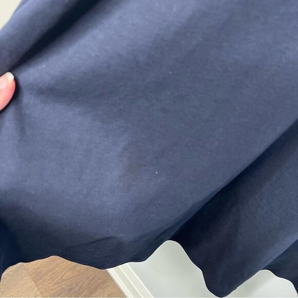 Talbots Womens Size Small Fit and Flare Cotton Dress Navy Blue Crochet Trim FLAW - Picture 4 of 8